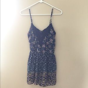 Xhilaration Navy Blue Floral Romper